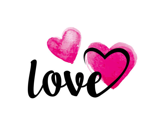 love (день святого валентина) каллиграфический баннер с сердцами - illustration and painting valentines day individuality happiness stock illustrations