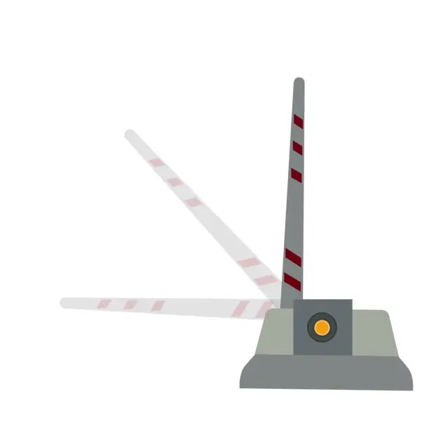 Vector illustration of Automatic barrier on a toll highway vector stock illustration