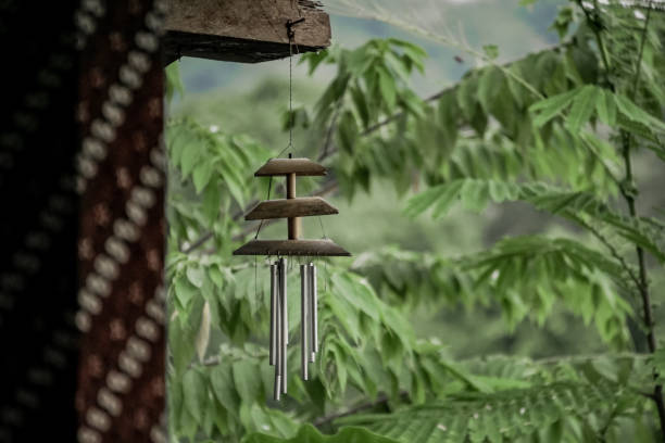 istock Aluminum pipe wind chimes with bamboo decoration 1364068755