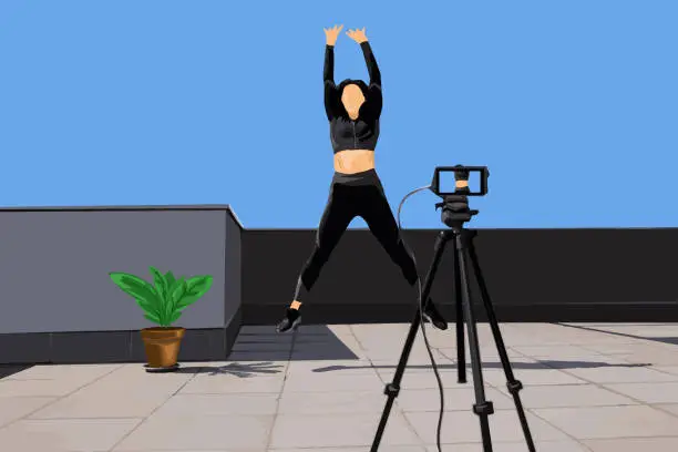 Vector illustration of Live stream of fitness