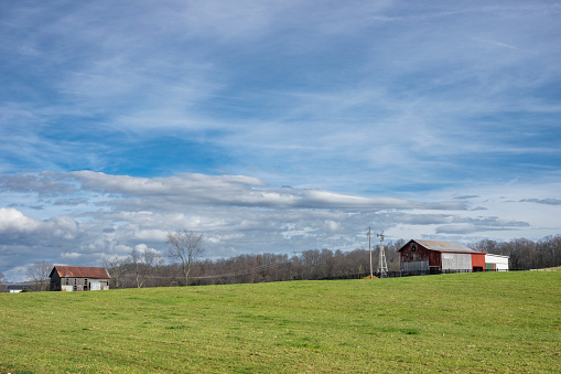 Barn and windmill in a farm, Jonesborough, Tennessee, USA