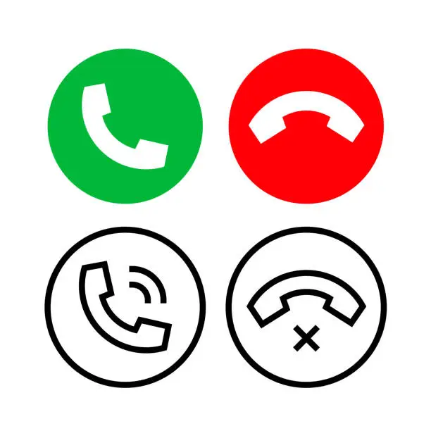 Vector illustration of Phone call buttons accept and reject