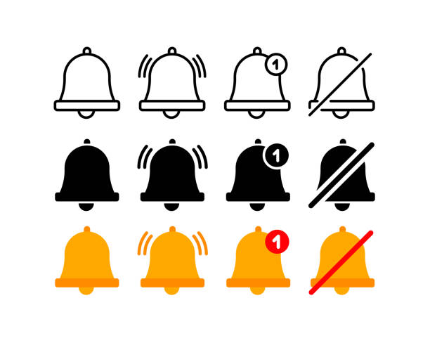 symbol für benachrichtigungsglocken - new symbol interface icons contemporary stock-grafiken, -clipart, -cartoons und -symbole