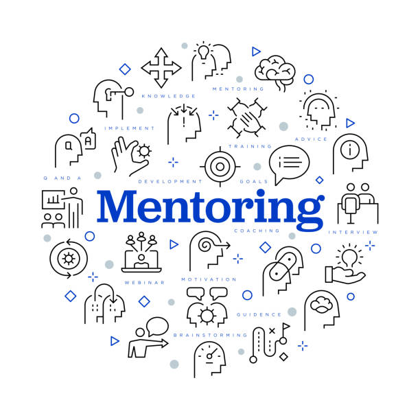 Mentoring concept. Vector design with icons and keywords. Mentoring concept. Vector design with icons and keywords. mentorship stock illustrations