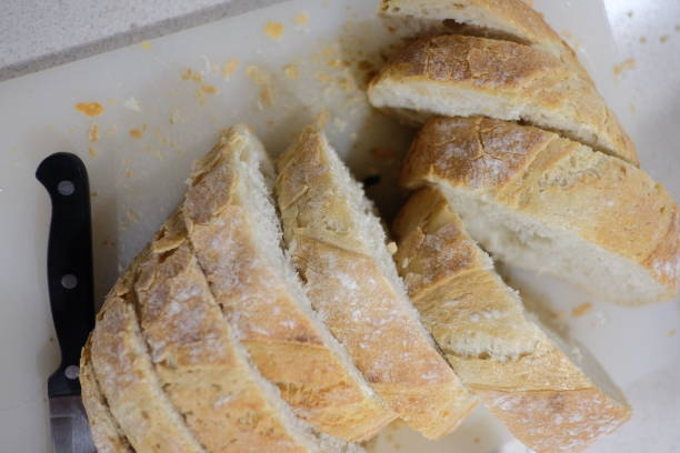 istock Fresh bread is on the table. Sandwich pieces 1364079816