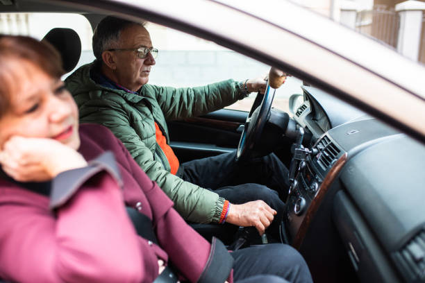 istock A senior couple in the car 1364082881