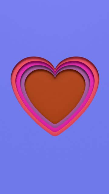 Paper Craft Valentines Day Greeting Card with Big Red Heart on Blue in 4K Resolution Vertical Video