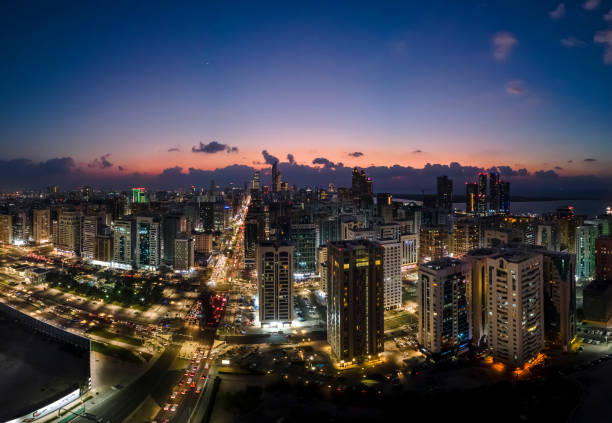 istock Aerial view on Abu Dhabi cityscape at dusk 1364087359