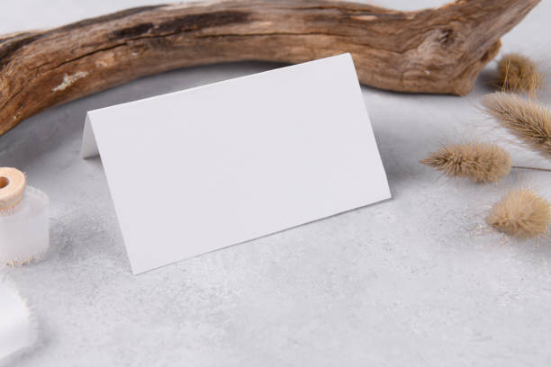 istock Mockup template with dry plants, design element design for wedding rsvp, thank you card, greeting and place card 1364094231