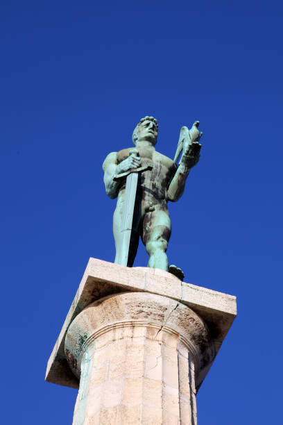 Victor monument (Pobednik) at Kalemegdan Fortress in Belgrade stock photo