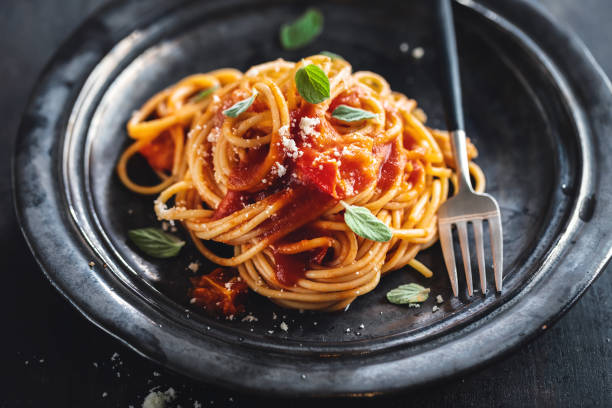 istock Pasta with spaghetti sauce and cheese 1364095896