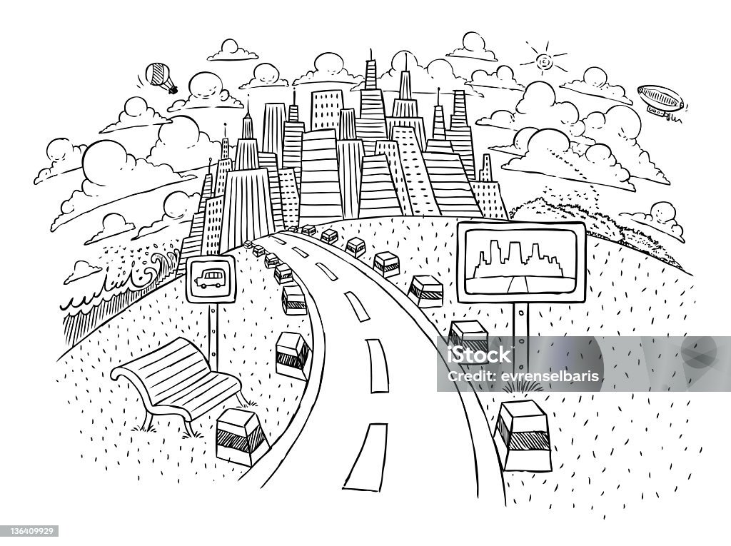 City-Life Hand drawing doodles about city life. Digitally generated on photoshop with graphic tablet. City stock vector