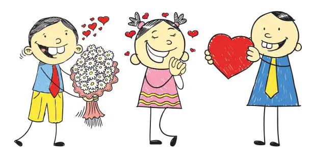 Vector illustration of Kids in Love