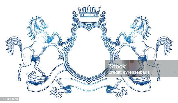 Graphic Image Of A Customizable Coat Of Arms In Blue Stock Illustration - Download Image Now