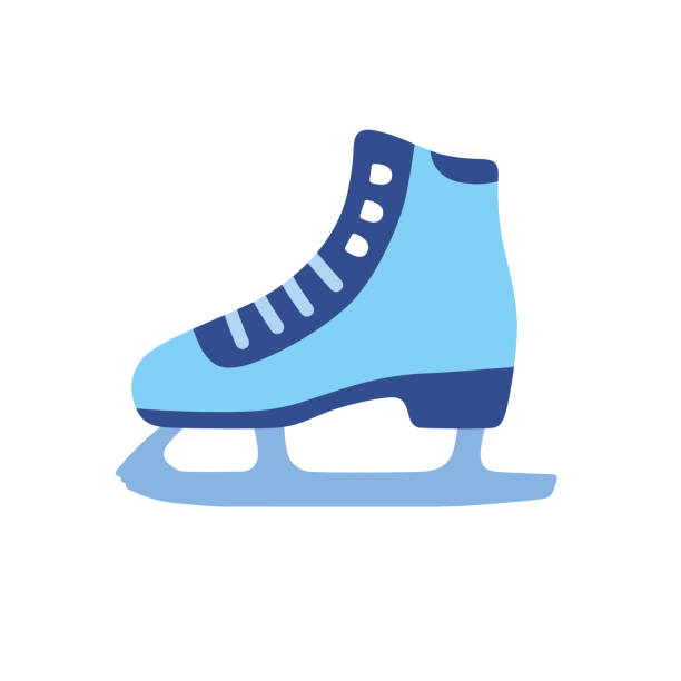 Blue ice skate Blue ice skate isolated icon flat vector single skating stock illustrations
