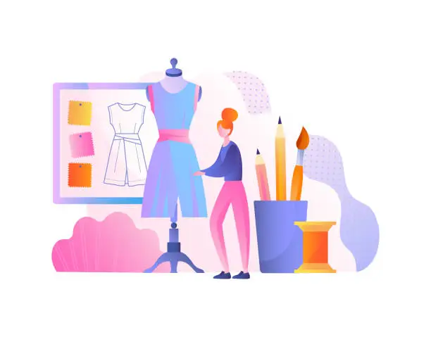 Vector illustration of Woman designer dress