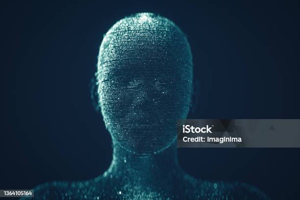 Hologram Human Head Deep Learning And Artificial Intelligence Abstract Background Stock Photo - Download Image Now