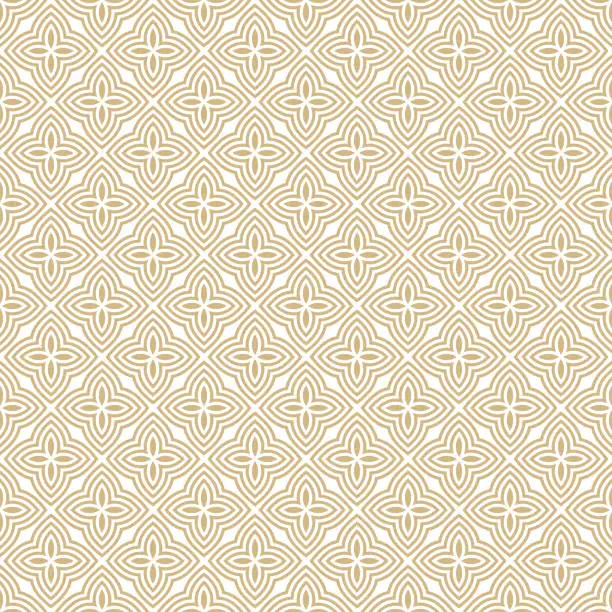 Vector illustration of Golden vector floral seamless pattern. Abstract geometric ornament background