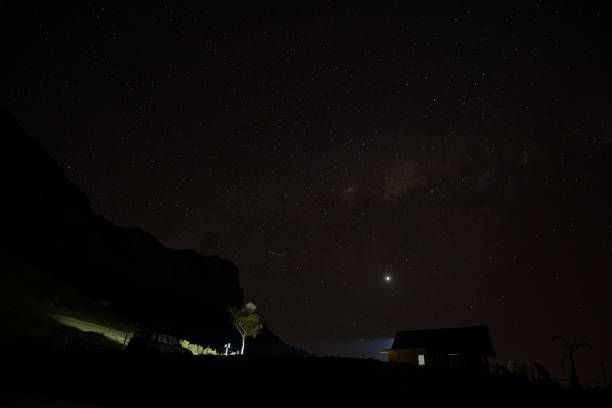 istock Mountain hut and stars 1364108961