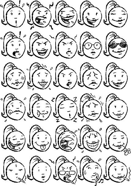 Female Cartoon Faces Stock Illustration - Download Image Now - Adult,  Anger, Anthropomorphic Smiley Face - iStock
