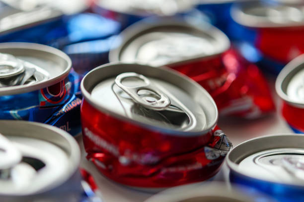 istock recycle aluminum metal crushed can waste background 1364110528