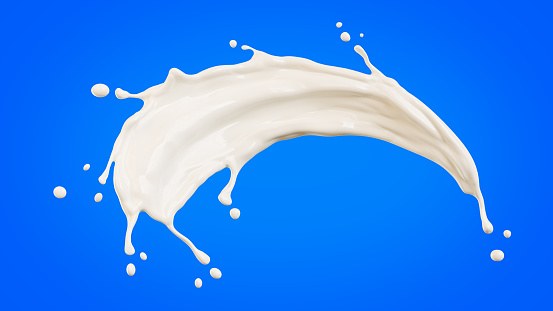 3d render of milk splashed on transparent background,clipping path