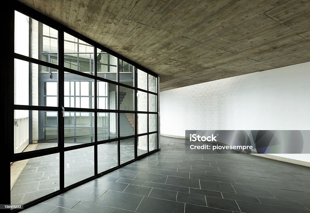 modern empty villa, large window Apartment Stock Photo