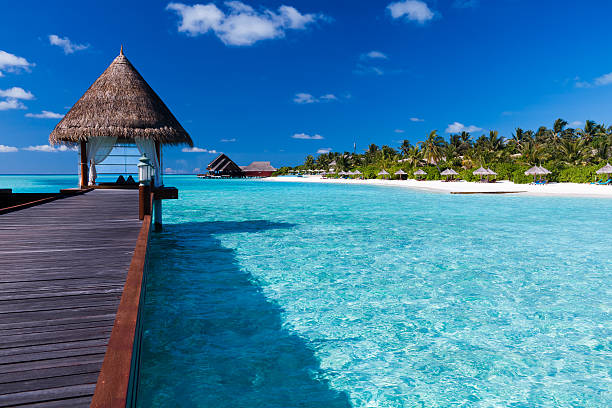istock Spa located on pier in the lagoon around tropical island 136411363