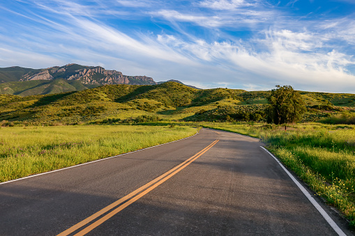 Road leading to beautiful mountain range