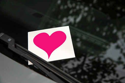 Love Note Card under Car Windshield Wiper