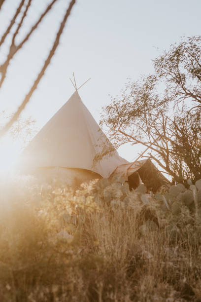 istock Canvas Teepee Tent in Desert 1364123119