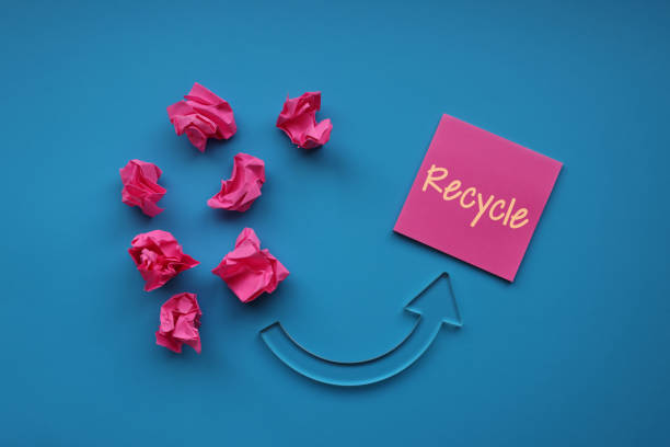 The word of recycle on adhesive note paper