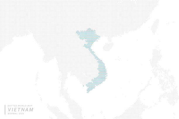 a blue dot map centered on vietnam. - 海南島 插圖 幅插畫檔、美工圖案、卡通及圖標