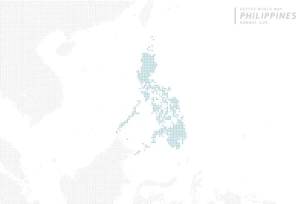Vector illustration of A blue dot map centered on the Philippines.
