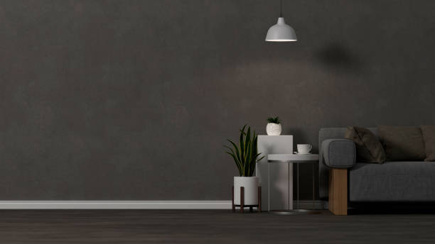 istock Modern contemporary dark living room interior with comfort sofa 1364125230