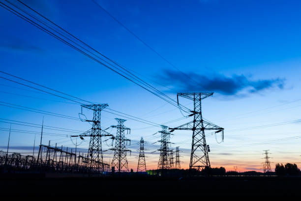 istock Pylons, high voltage pylons in the evening 1364129366