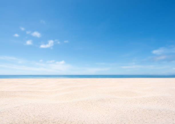 空の砂浜と空の背景 - sky yellow seascape summer resort ストックフォトと画像