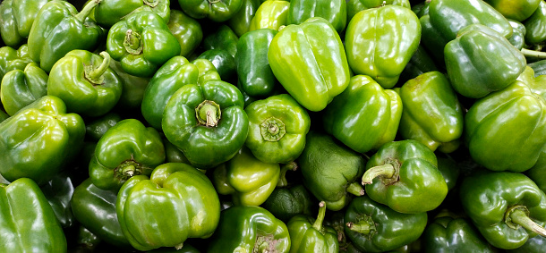 A pile of Capsicum annuum which are commonly known as Bell peppers or Sweet Peppers