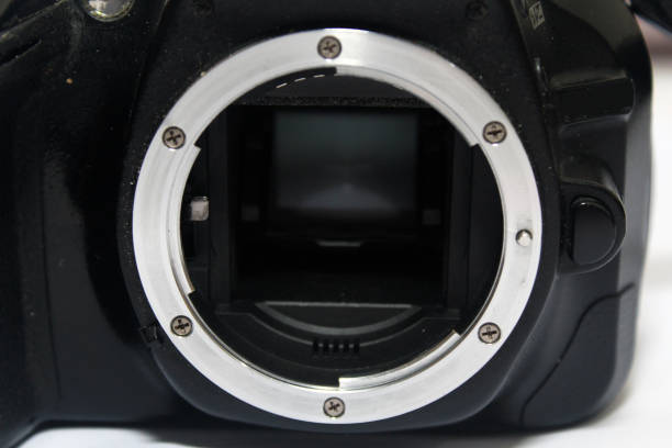 istock front view of dslr digital camera without body cap showing the mirror and camera sensor, defocused open old dslr digital camera 1364136608