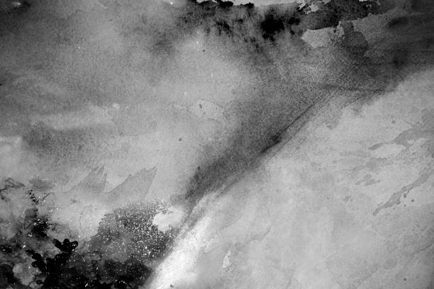 istock Black nature hand drawn and colored watercolor background 1364137387