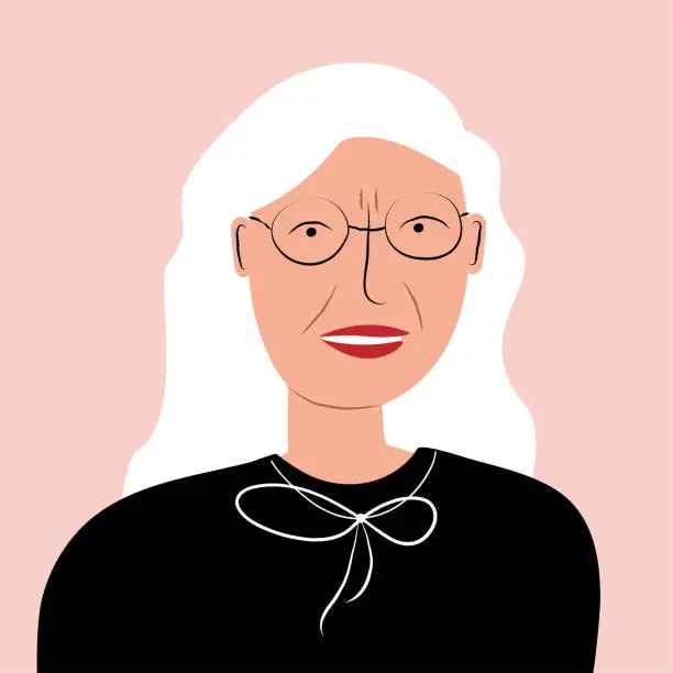 Vector illustration of Portret of elderly woman