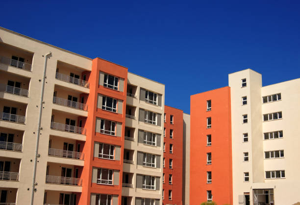 istock Construction industry and incomplete residential apartment buildings in construction site 1364145334