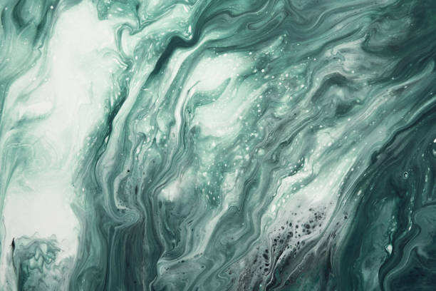 istock Fluid Art. Liquid malachite green abstract drips and wave. Marble effect background or texture 1364146572