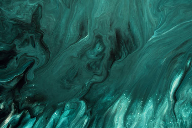 istock Fluid Art. Liquid emerald green abstract drips and wave. Marble effect background or texture 1364146581