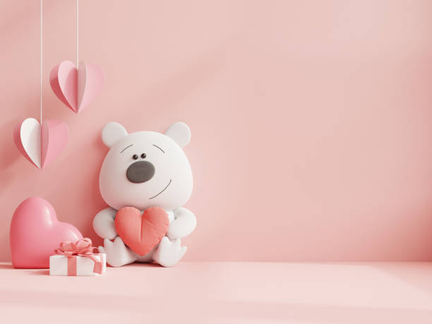 istock Valentine's day in children's room on pink wall background. 1364148341