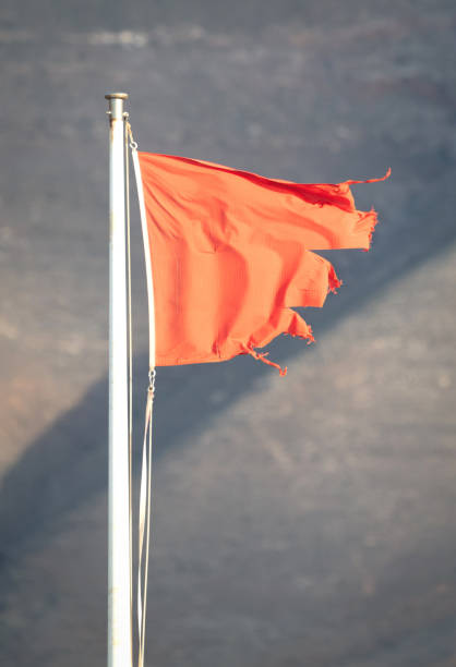 istock Red flag warning on beach in Spain 1364149280