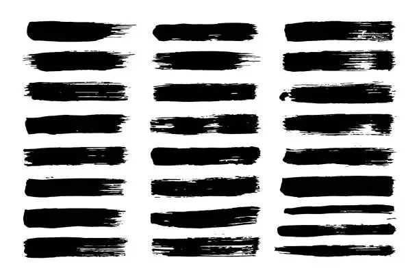 Vector illustration of Grunge hand drawn calligraphy brush strokes black paint texture set vector illustration.