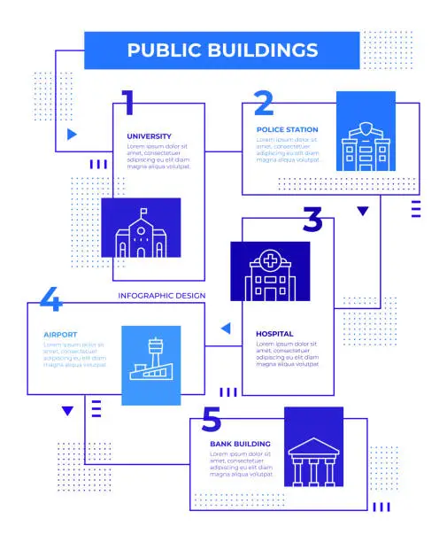 Vector illustration of Public Buildings Infographic Template