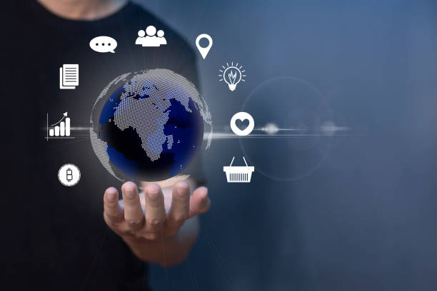 istock man online transactions with data connection around the world by internet technology, big data, data search, online marketing 1364153737