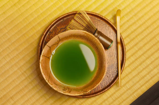 Green Tea Set on the Tatami Mat
